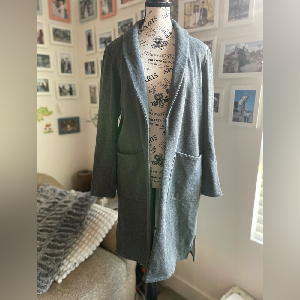 14t & Union Cotton Elegant Gray Women's Fleece Coat